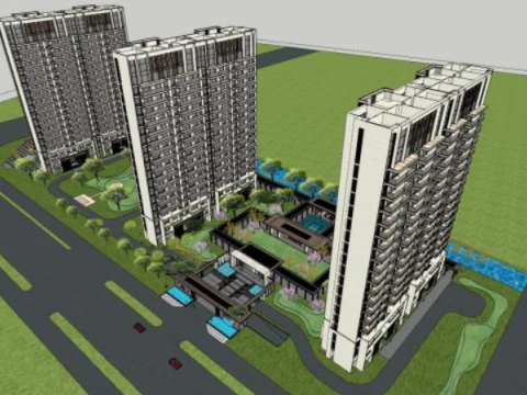 Модель Su с высотным жилым ландшафтом 3D Модель