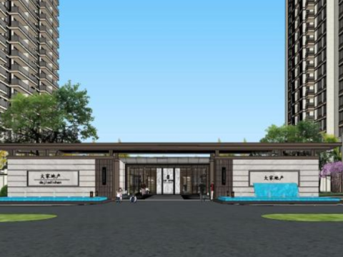 High rise residential landscape Su model Modelo 3D