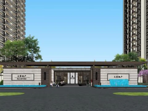 Model Su z wysokim budynkiem mieszkalnym Model 3D