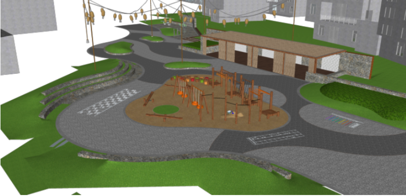 Urban park landscape design su model 3D 模型 .c4d .max .obj .3ds .fbx .stl .blend 