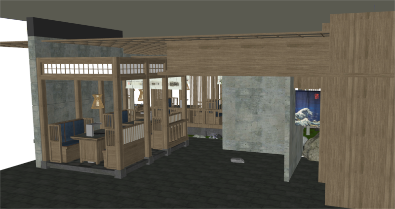 SU Model of the Space of Yuji Japanese Restaurant 3D मॉडल .c4d .max .obj .3ds .fbx .stl .blend 