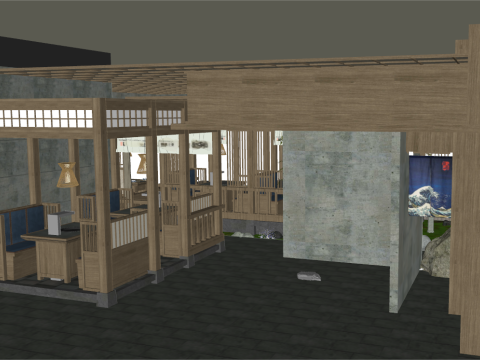 SU Model of the Space of Yuji Japanese Restaurant Modello 3D
