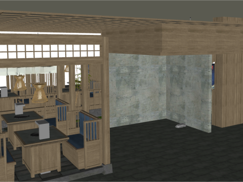 SU Model of the Space of Yuji Japanese Restaurant 3D मॉडल