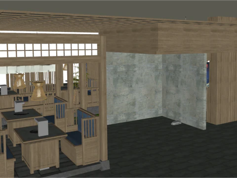 SU Model of the Space of Yuji Japanese Restaurant 3D Model