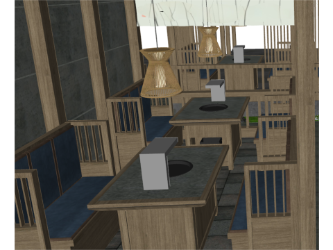 SU Model of the Space of Yuji Japanese Restaurant 3D मॉडल