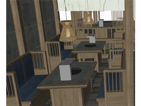 SU Model of the Space of Yuji Japanese Restaurant 3D Model