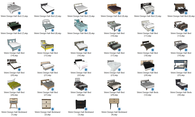 34 beds and bedside tables 3D 模型 .c4d .max .obj .3ds .fbx .stl .blend 