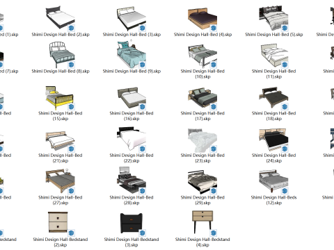 34 beds and bedside tables 3D 模型