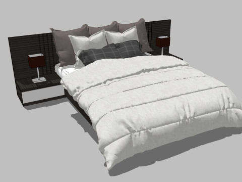 34 beds and bedside tables 3D 模型