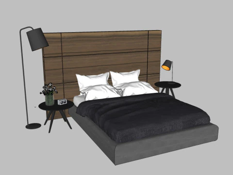 34 beds and bedside tables 3D Model