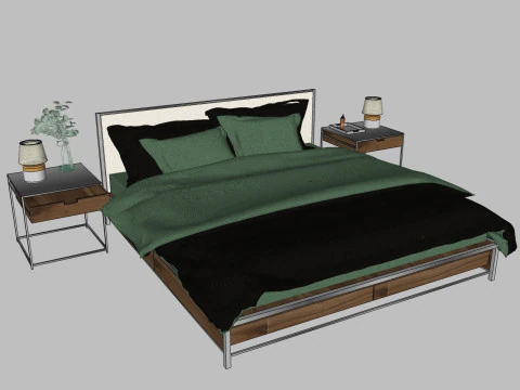 34 beds and bedside tables 3D Model