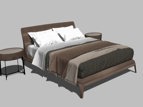 34 beds and bedside tables 3D Model