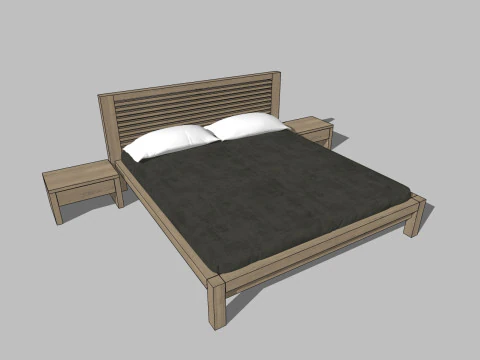 34 beds and bedside tables 3D Model