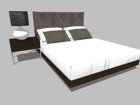 34 beds and bedside tables 3D Model