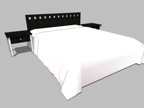 34 beds and bedside tables 3D Model