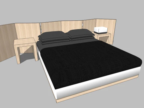 34 beds and bedside tables 3D Model
