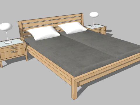 34 beds and bedside tables 3D Model