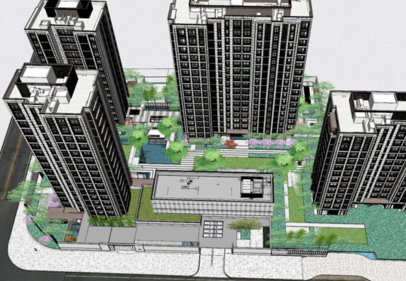 High-end light luxury fashion residential landscape sketchup model 3D Модель .c4d .max .obj .3ds .fbx .stl .blend