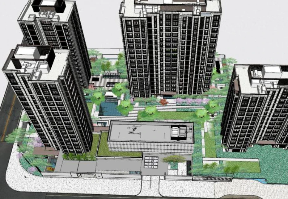 High-end light luxury fashion residential landscape sketchup model 3D Model .c4d .max .obj .3ds .fbx .stl .blend 