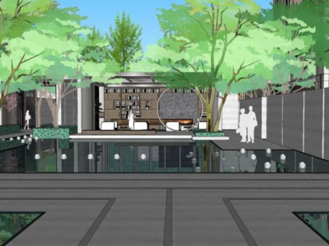 High-end light luxury fashion residential landscape sketchup model 3D Model