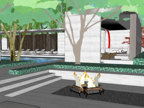 High-end light luxury fashion residential landscape sketchup model 3D Модель