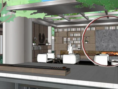 High-end light luxury fashion residential landscape sketchup model 3D Model