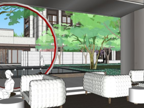 High-end light luxury fashion residential landscape sketchup model 3D Модель