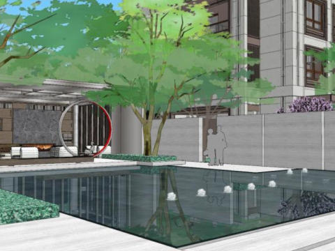 High-end light luxury fashion residential landscape sketchup model 3D Модель