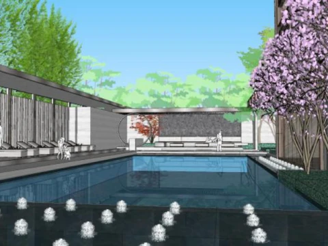High-end light luxury fashion residential landscape sketchup model 3D Model