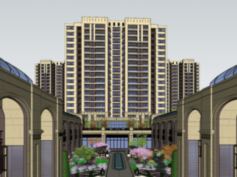 Neoclassical style high-rise residential buildings 3D 模型
