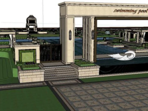 Neoclassical style residential landscape design 3D Model