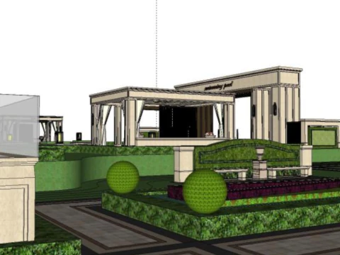 Neoclassical style residential landscape design 3D Model