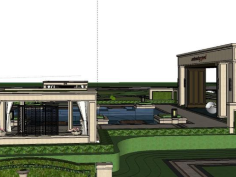Neoclassical style residential landscape design Model 3D