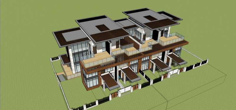 New Asian Style Townhouse Components SU 3D Model .c4d .max .obj .3ds .fbx .stl .blend 