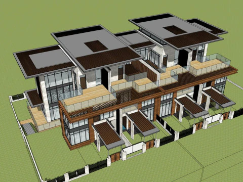 Nieuwe herenhuiscomponenten in Aziatische stijl SU 3D Model
