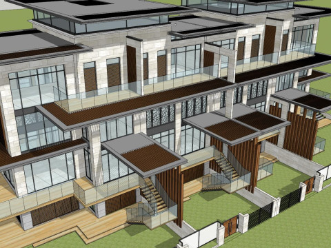 New Asian Style Townhouse Components SU 3D Model