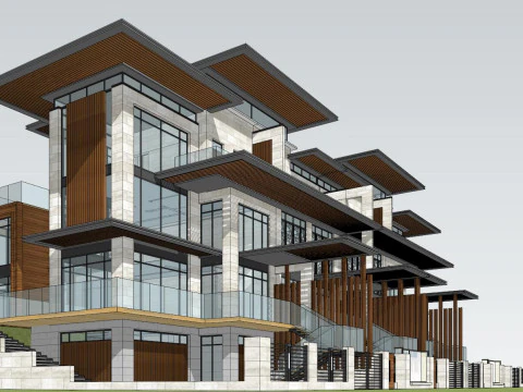 New Asian Style Townhouse Components SU 3D Model