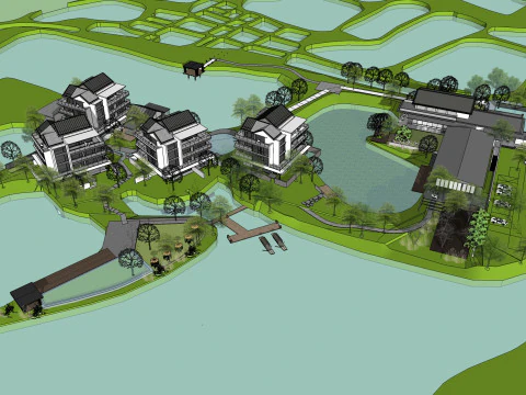 Здание курортного отеля модель SU 3D Модель