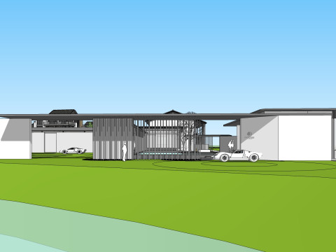 Resort hotel building SU model Modelo 3D