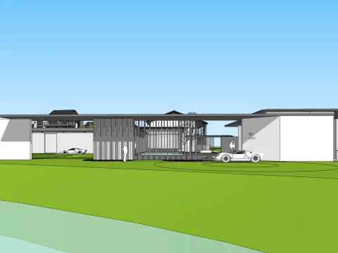 Resort hotel building SU model 3D Model