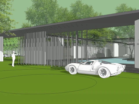 Resort hotel building SU model 3D Model