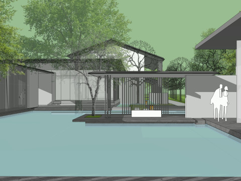 Resort hotel building SU model Modelo 3D