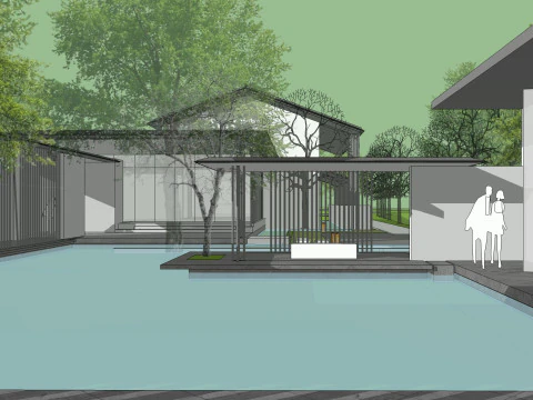 Resort hotel building SU model 3D Model