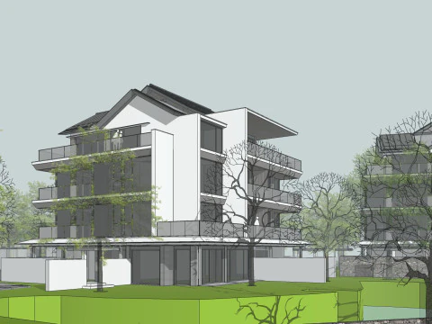 Resort hotel building SU model 3D Model