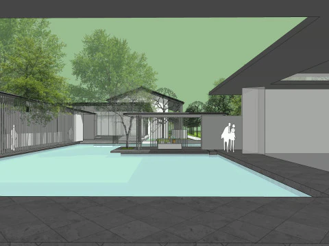 Resort hotel building SU model 3D Model