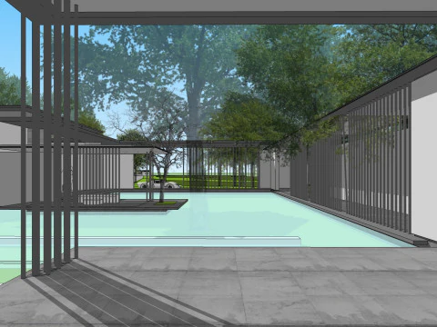 Resort hotel building SU model 3D Model