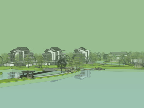 Resort hotel building SU model Modelo 3D
