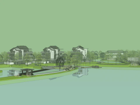 Resort hotel building SU model 3D Model