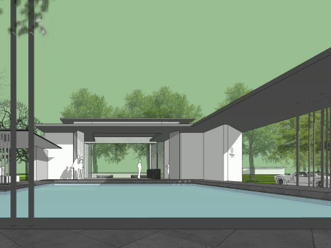 Resort hotel building SU model 3D Model