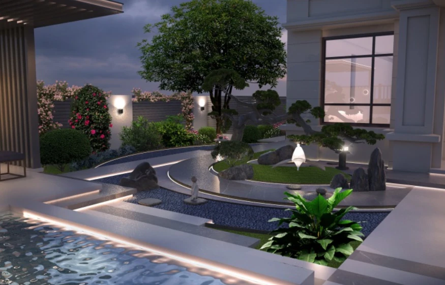 Small courtyard landscape design SU model 3D Model .c4d .max .obj .3ds .fbx .stl .blend 